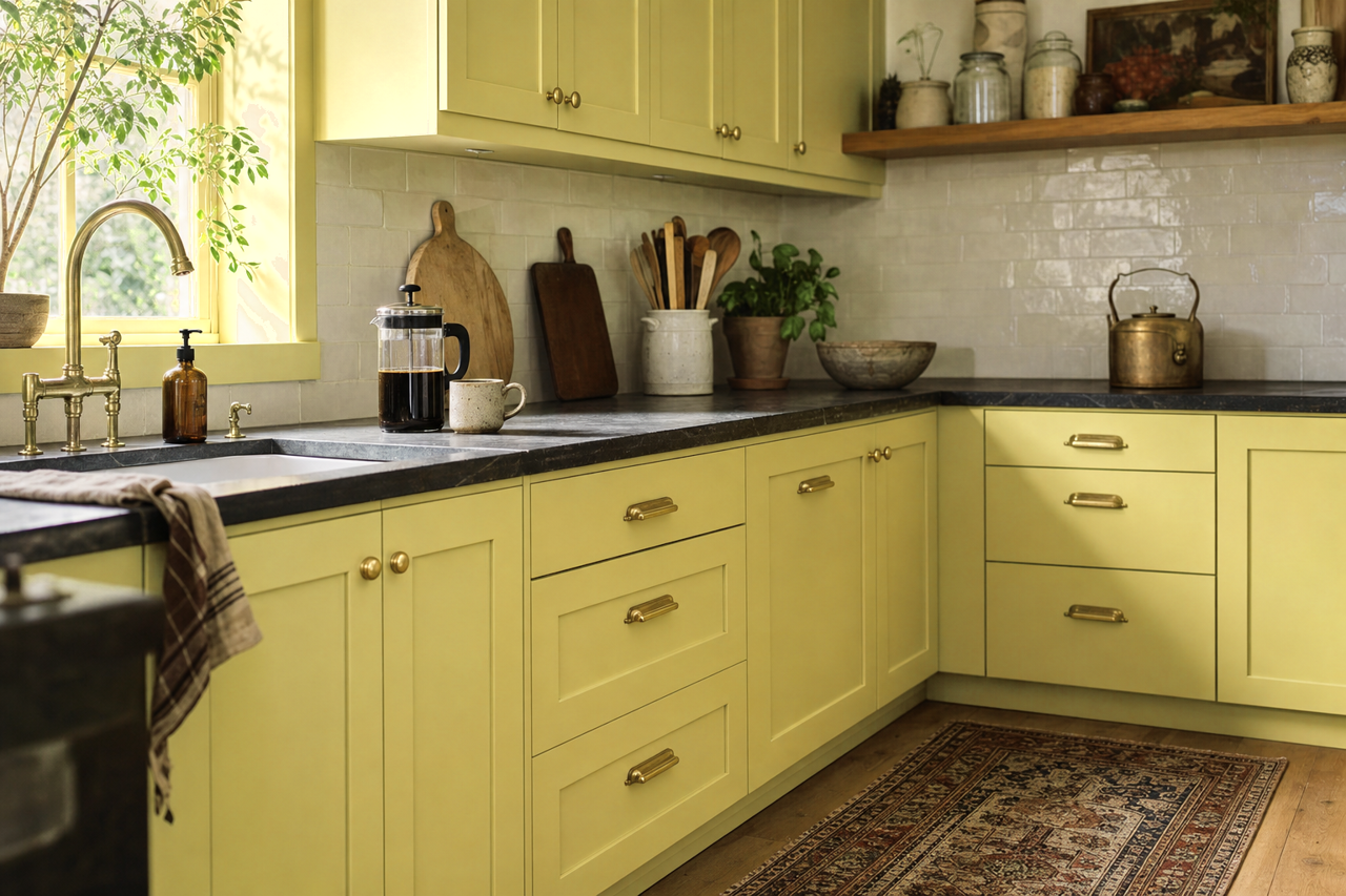 Primavera by Sherwin-Williams on cabinets