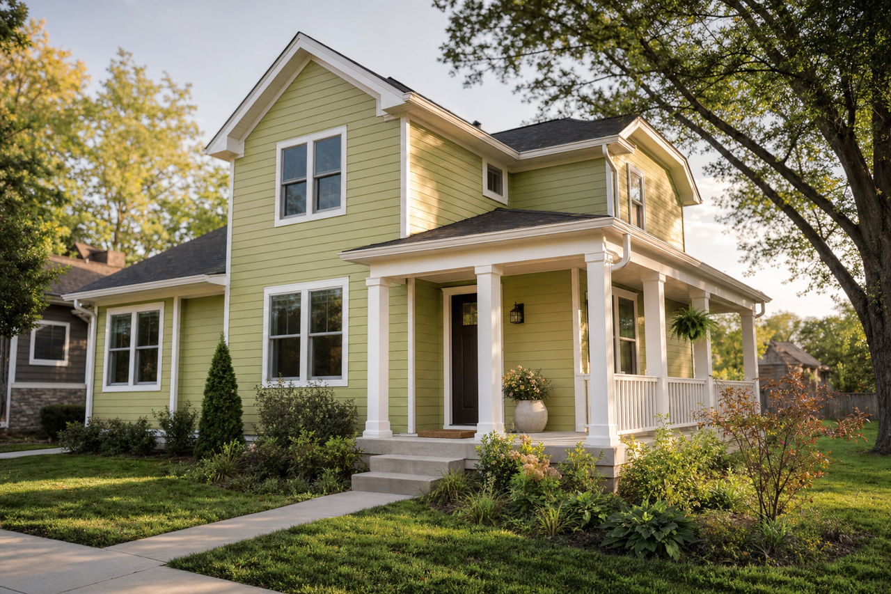 Stay in Lime by Sherwin-Williams on exterior