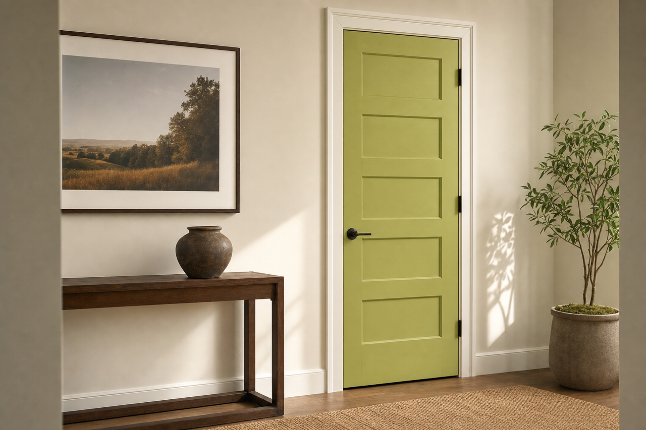 Stay in Lime by Sherwin-Williams on interior-doors