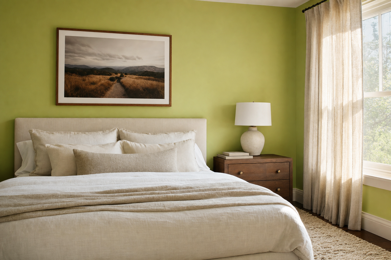 Stay in Lime by Sherwin-Williams on interiors