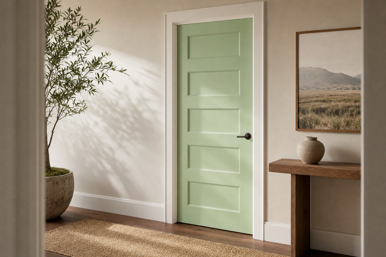 Oh Pistachio by Sherwin-Williams on interior-doors