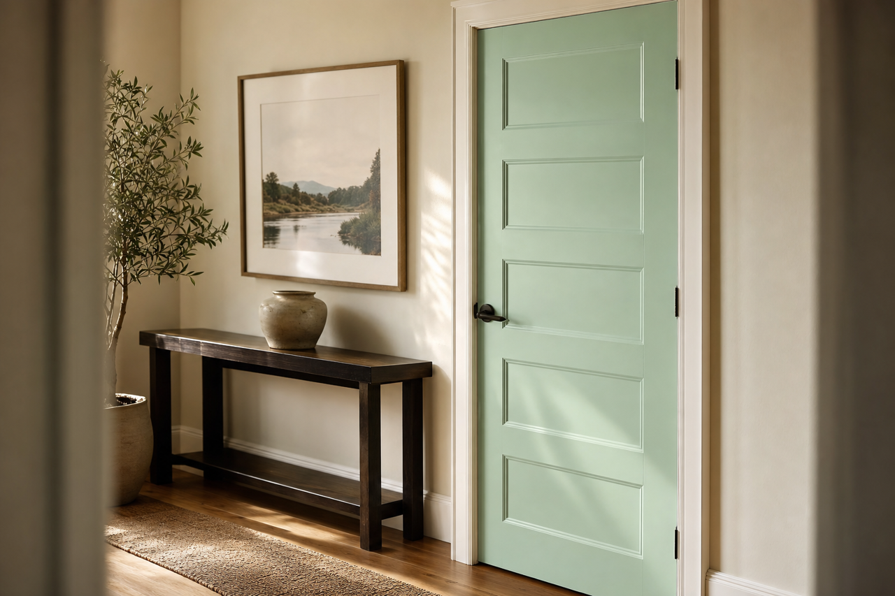 Retro Mint by Sherwin-Williams on interior-doors