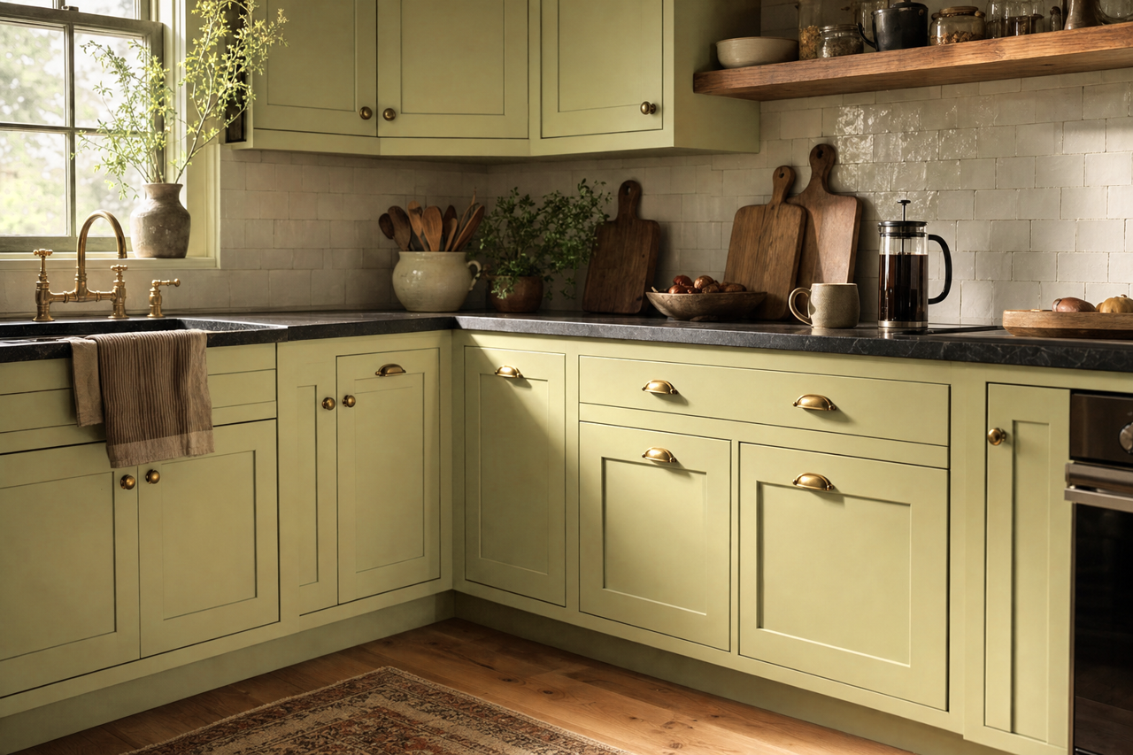 Baby Bok Choy by Sherwin-Williams on cabinets