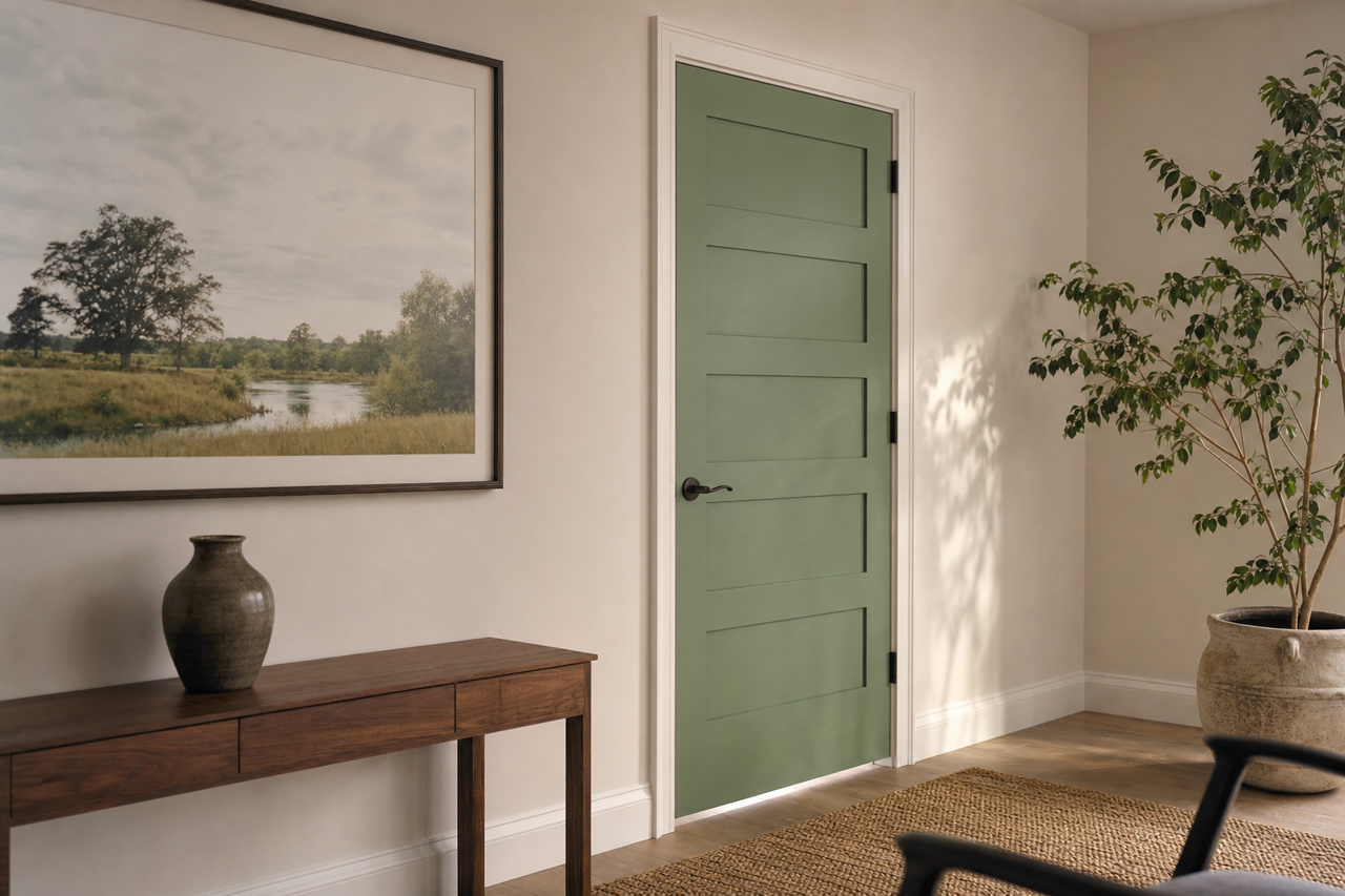 Reseda Green by Sherwin-Williams on interior-doors