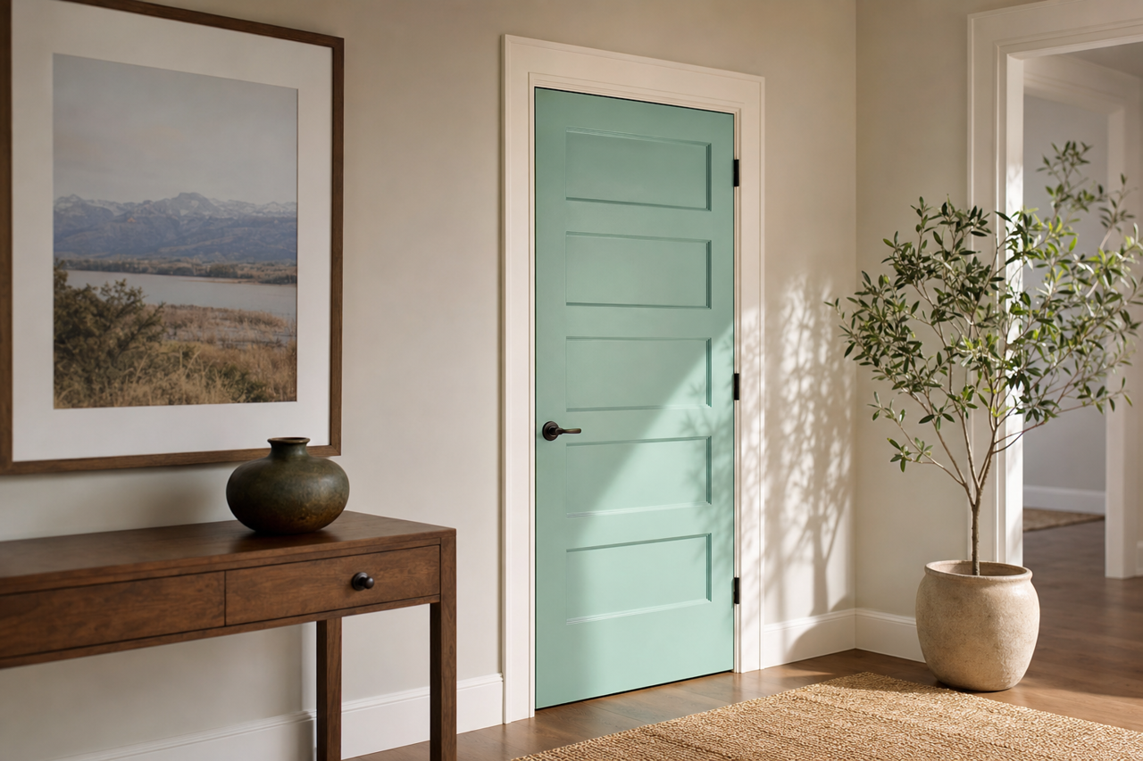 Aquastone by Sherwin-Williams on interior-doors