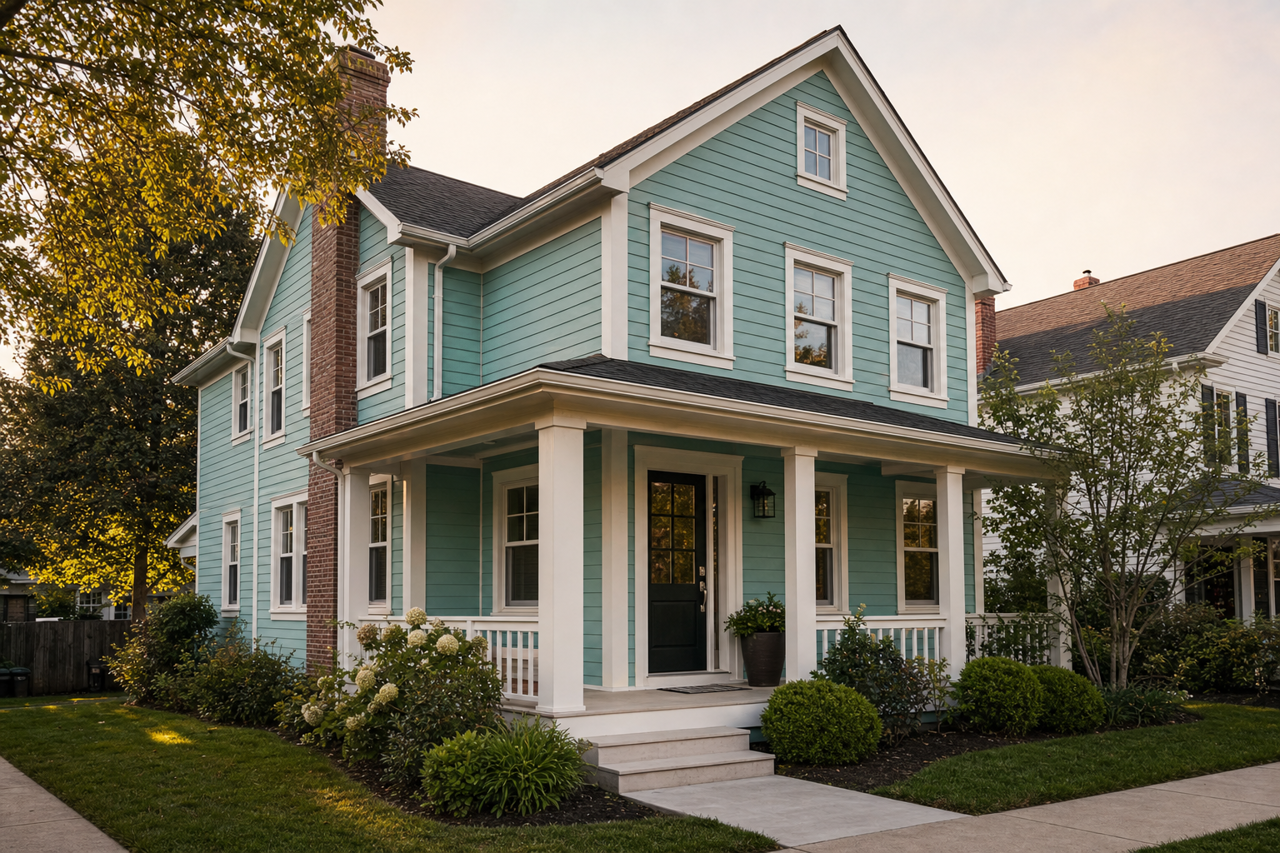 Little Blue Box by Sherwin-Williams on exterior