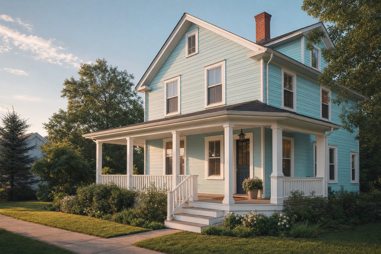 Gentle Aquamarine by Sherwin-Williams on exterior