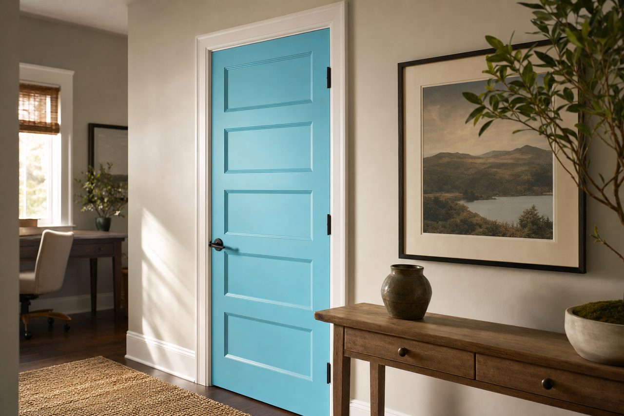 Surfin' by Sherwin-Williams on interior-doors