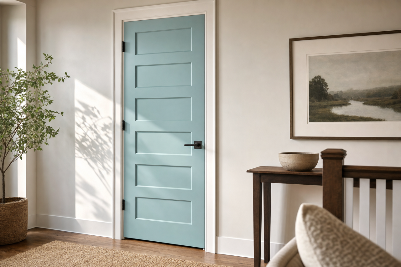 Blithe Blue by Sherwin-Williams on interior-doors