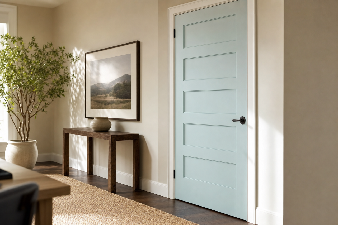 Little Boy Blu by Sherwin-Williams on interior-doors
