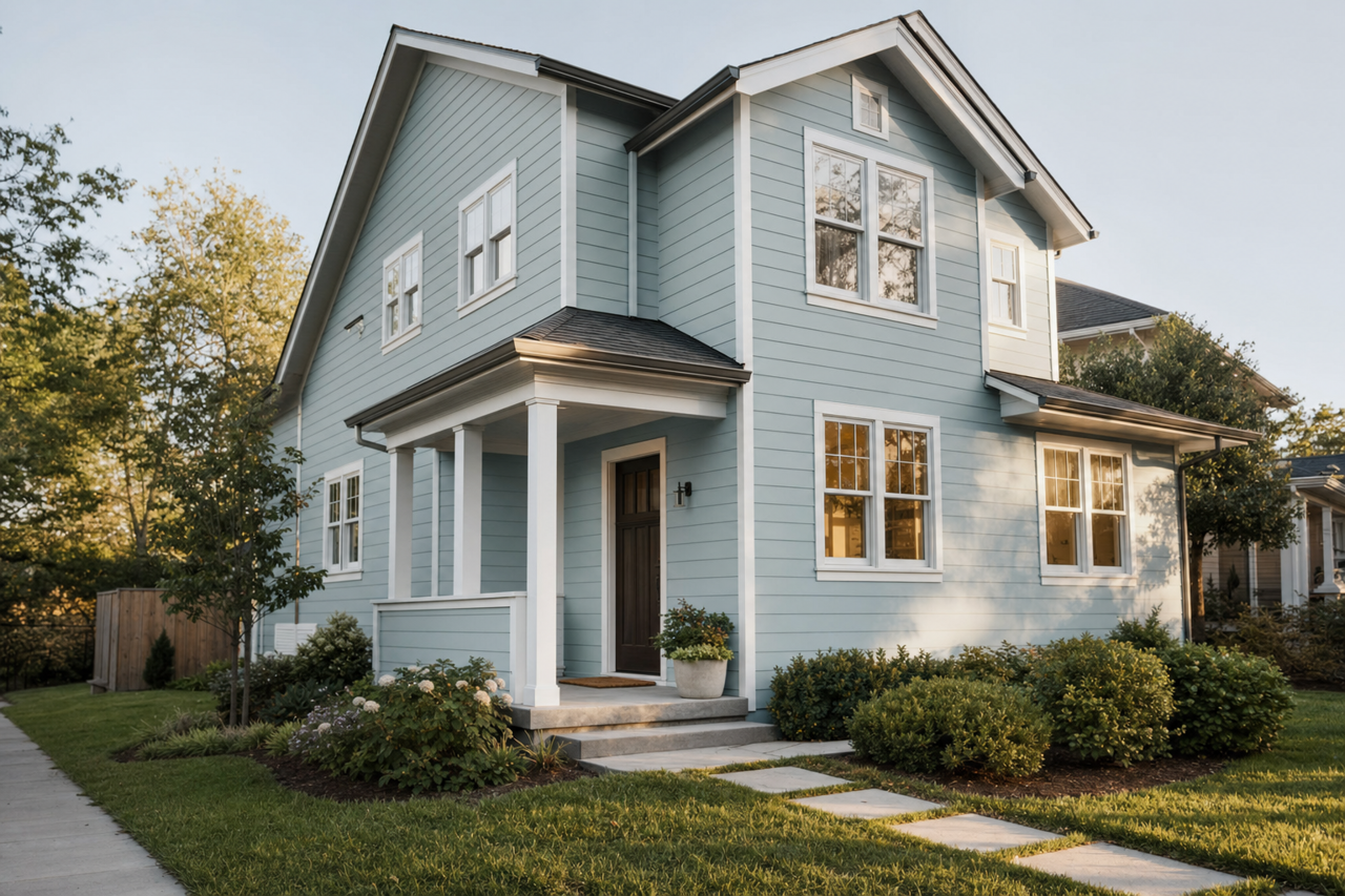 Billowy Breeze by Sherwin-Williams on exterior