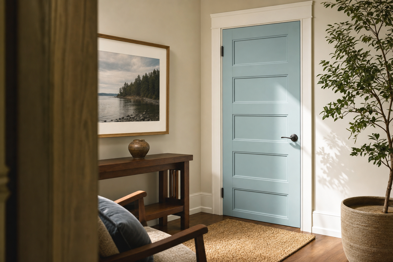 French Moire by Sherwin-Williams on interior-doors