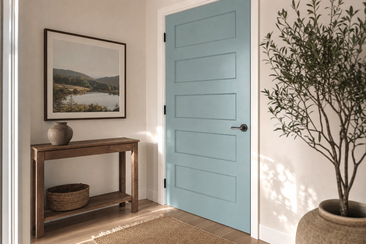 Aquitaine by Sherwin-Williams on interior-doors