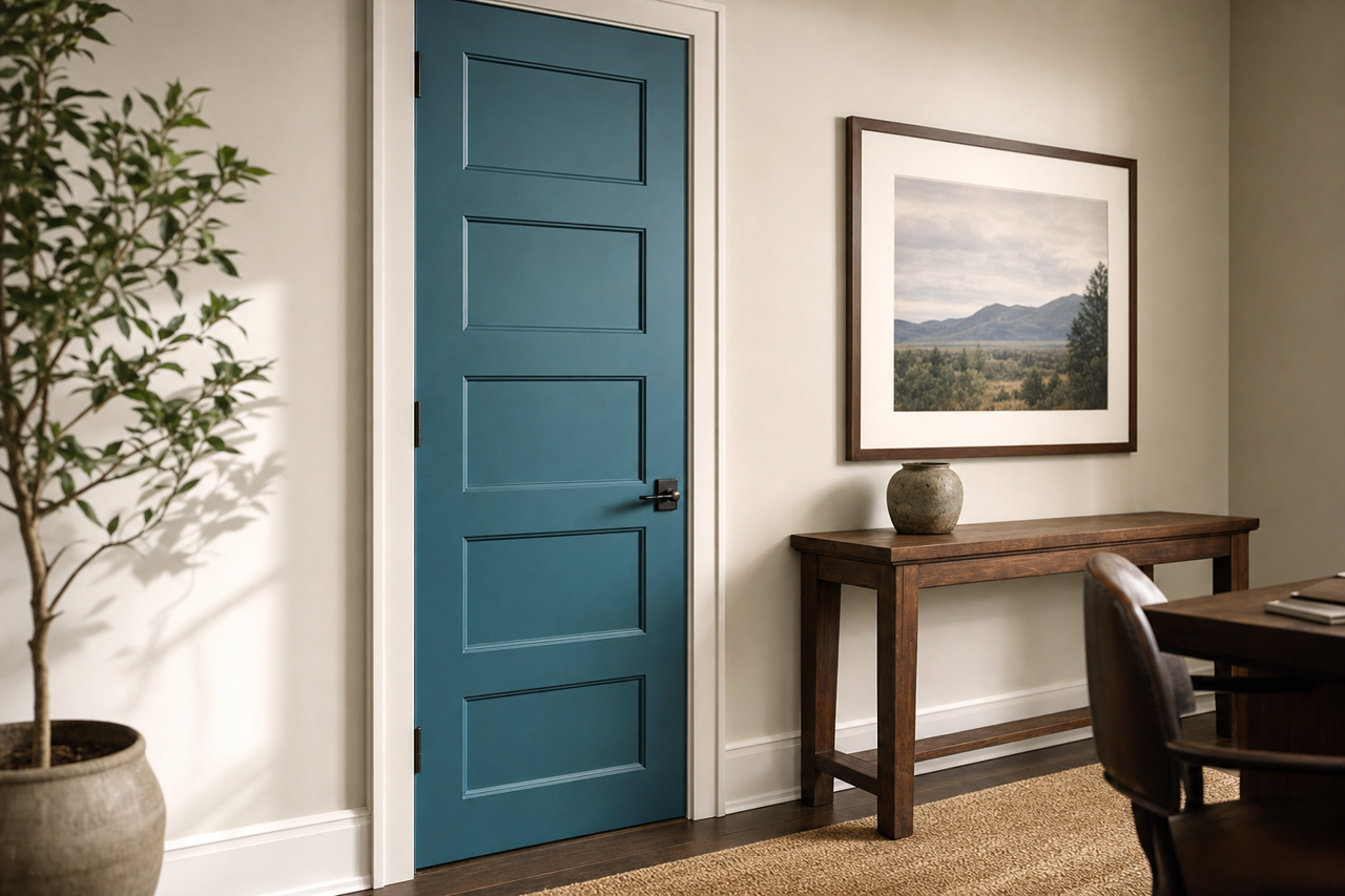 Silken Peacock by Sherwin-Williams on interior-doors