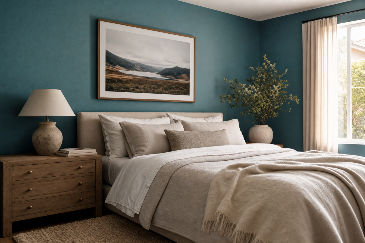 Silken Peacock by Sherwin-Williams on interiors