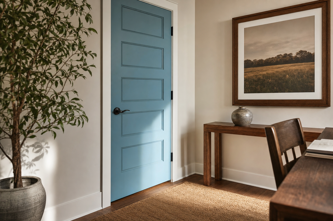 Bluebird Feather by Sherwin-Williams on interior-doors