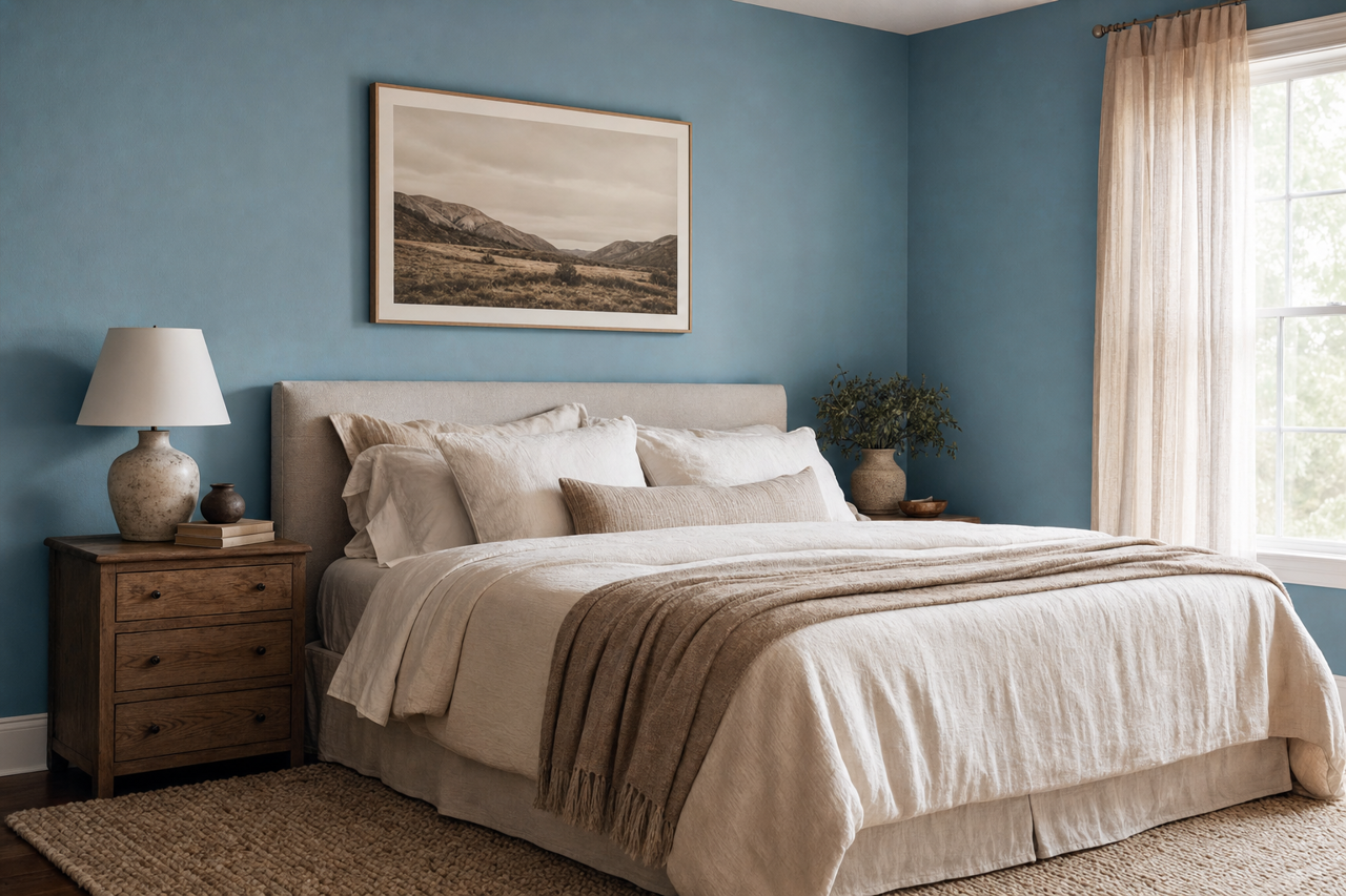 Bluebird Feather by Sherwin-Williams on interiors