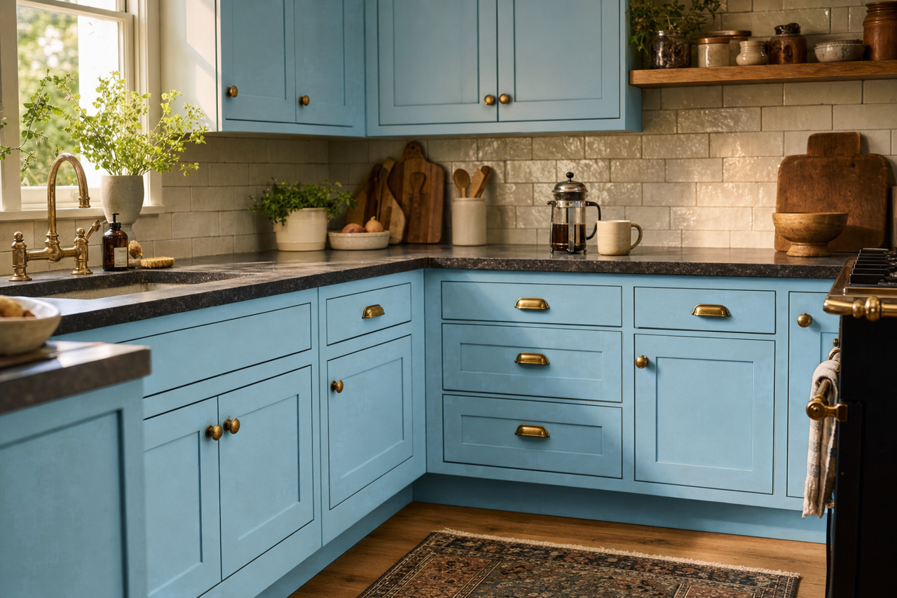 Porch Ceiling by Sherwin-Williams on cabinets