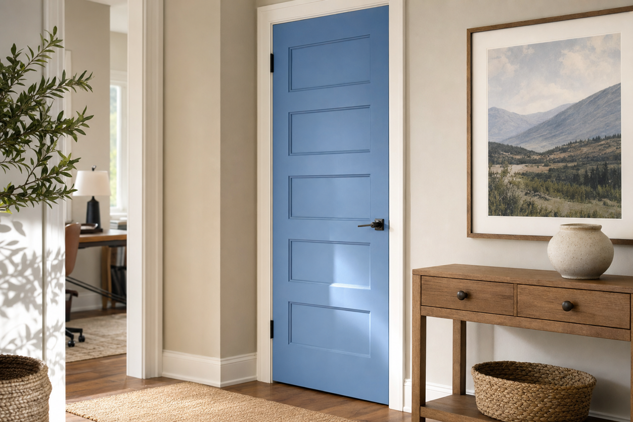 Perfect Periwinkle by Sherwin-Williams on interior-doors