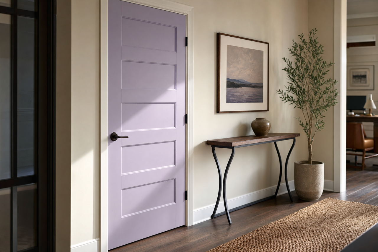 Forever Lilac by Sherwin-Williams on interior-doors