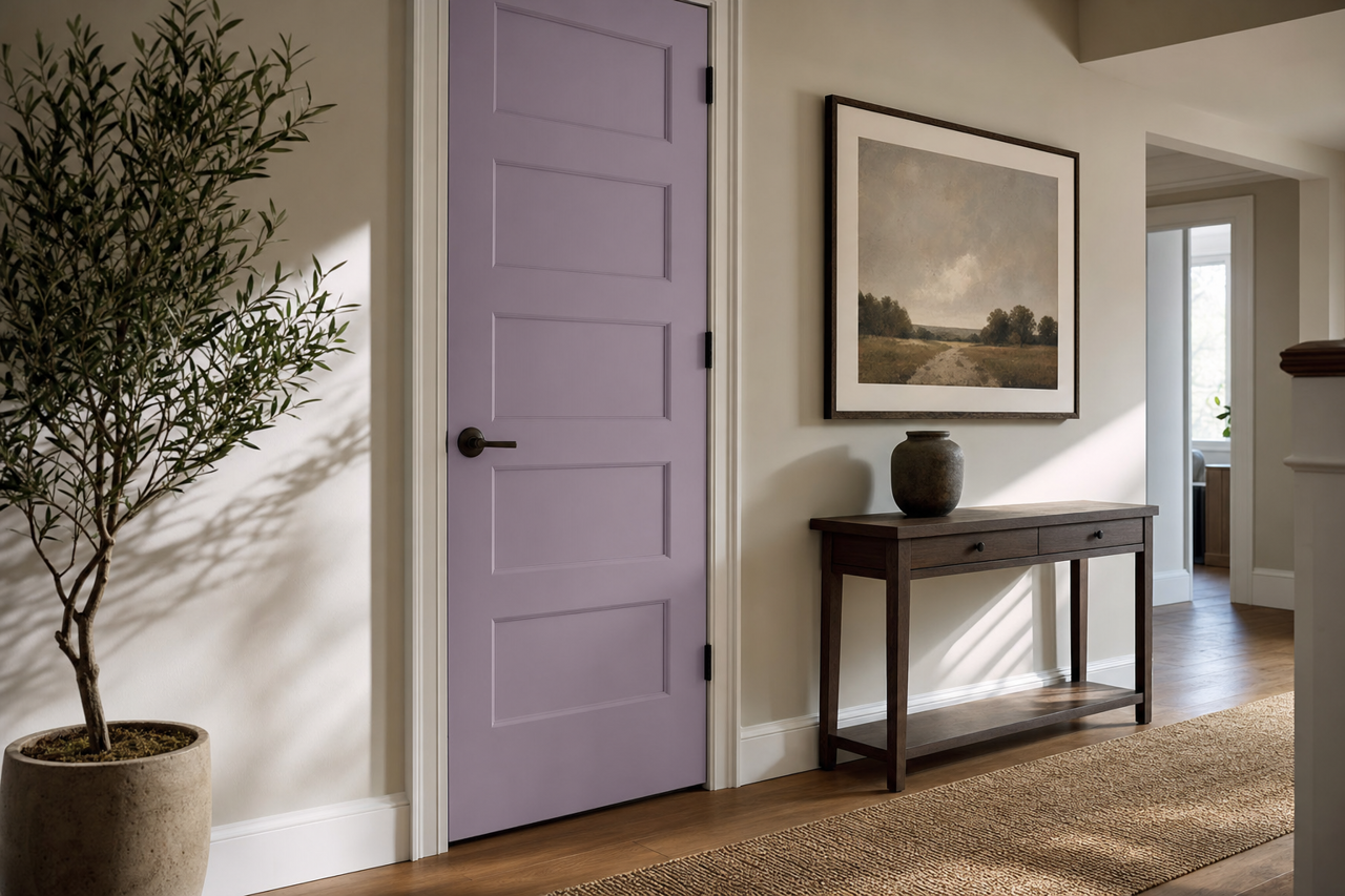 Berry Frappé by Sherwin-Williams on interior-doors
