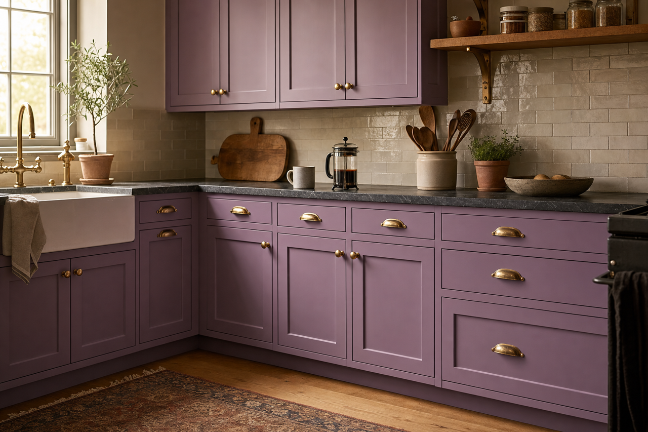 Veri Berri by Sherwin-Williams on cabinets