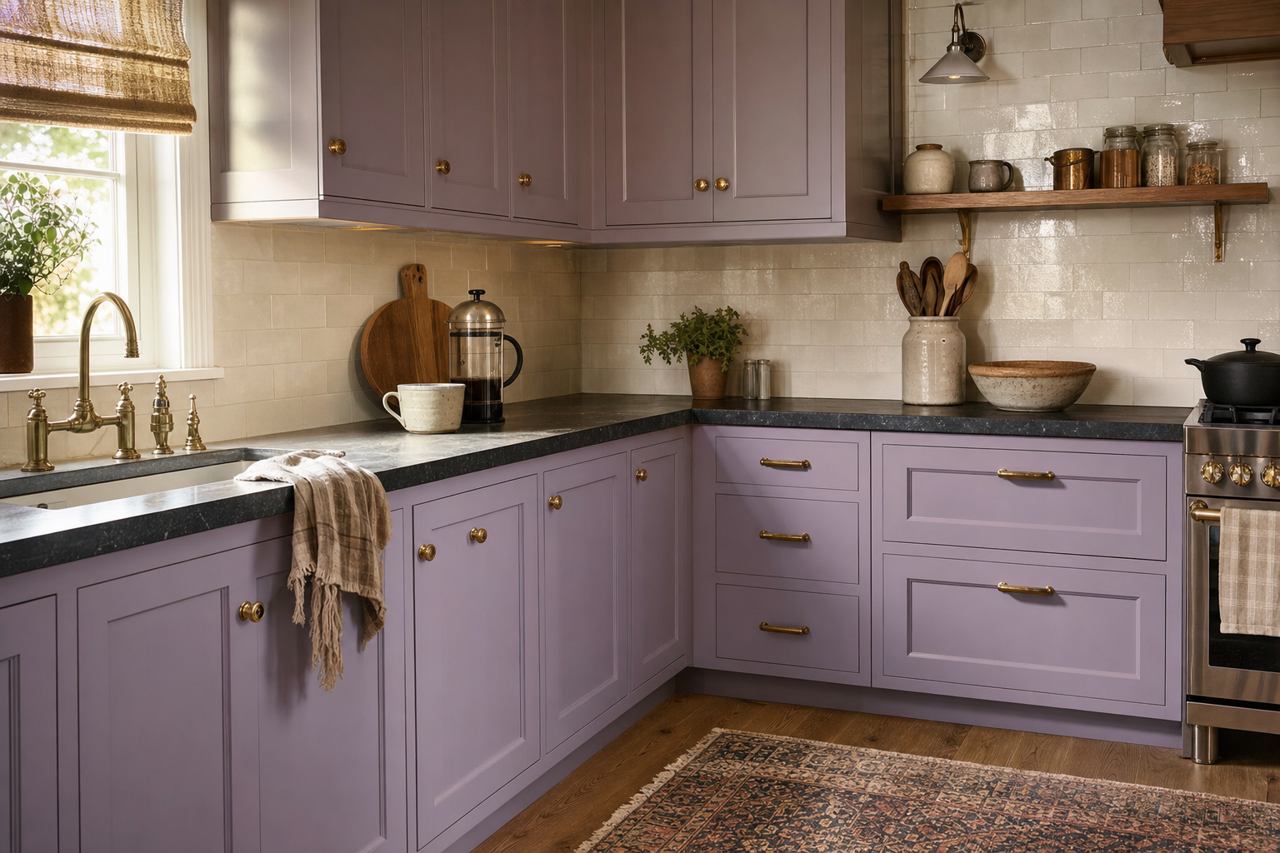 Berry Cream by Sherwin-Williams on cabinets