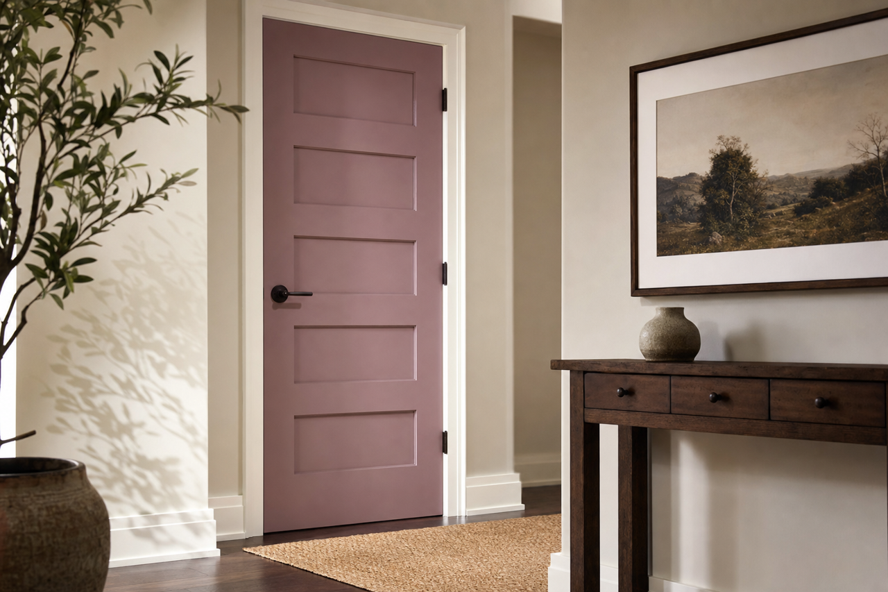 Ruby Violet by Sherwin-Williams on interior-doors