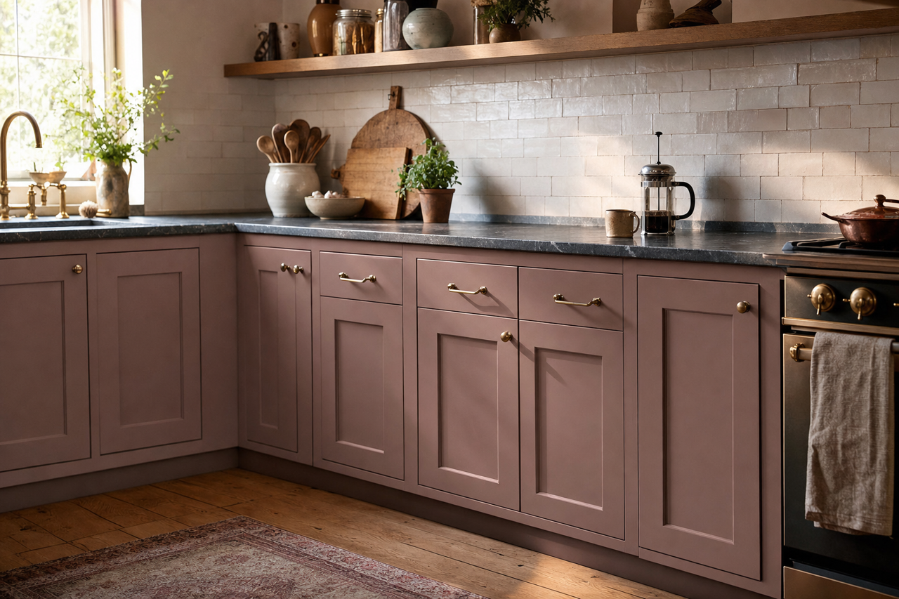 Rosaline Pearl by Sherwin-Williams on cabinets