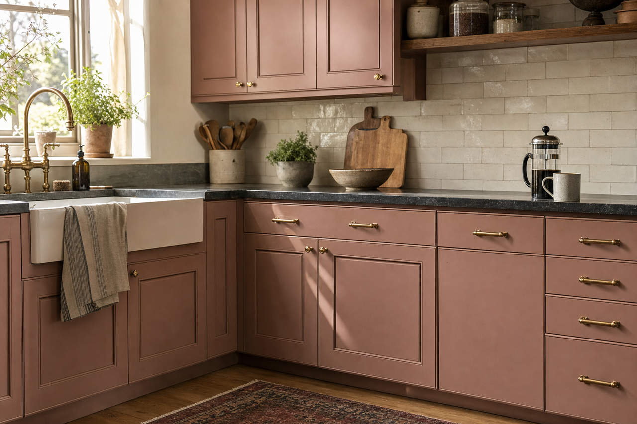Cocoa Berry by Sherwin-Williams on cabinets