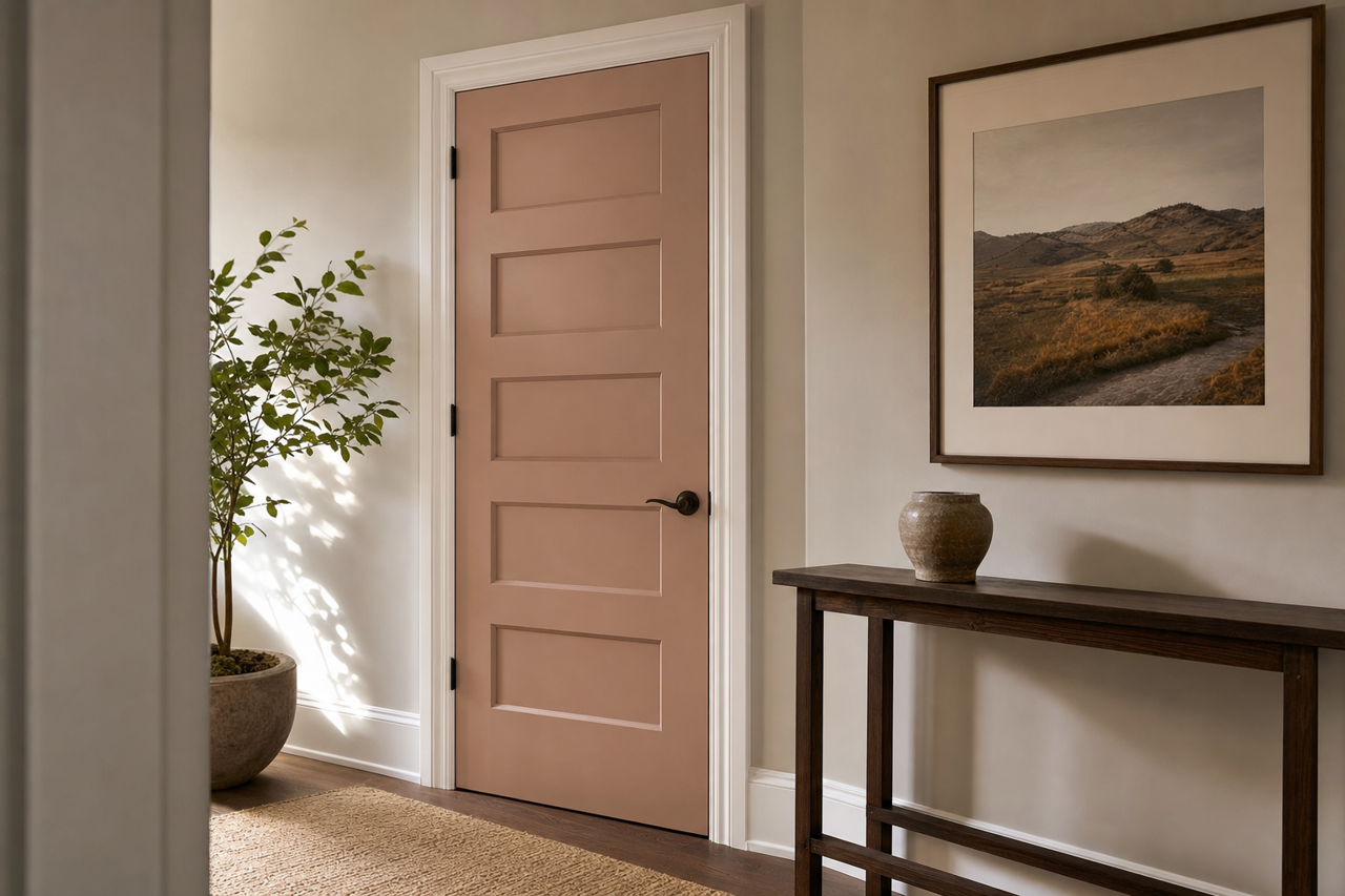 Velvety Chestnut by Sherwin-Williams on interior-doors