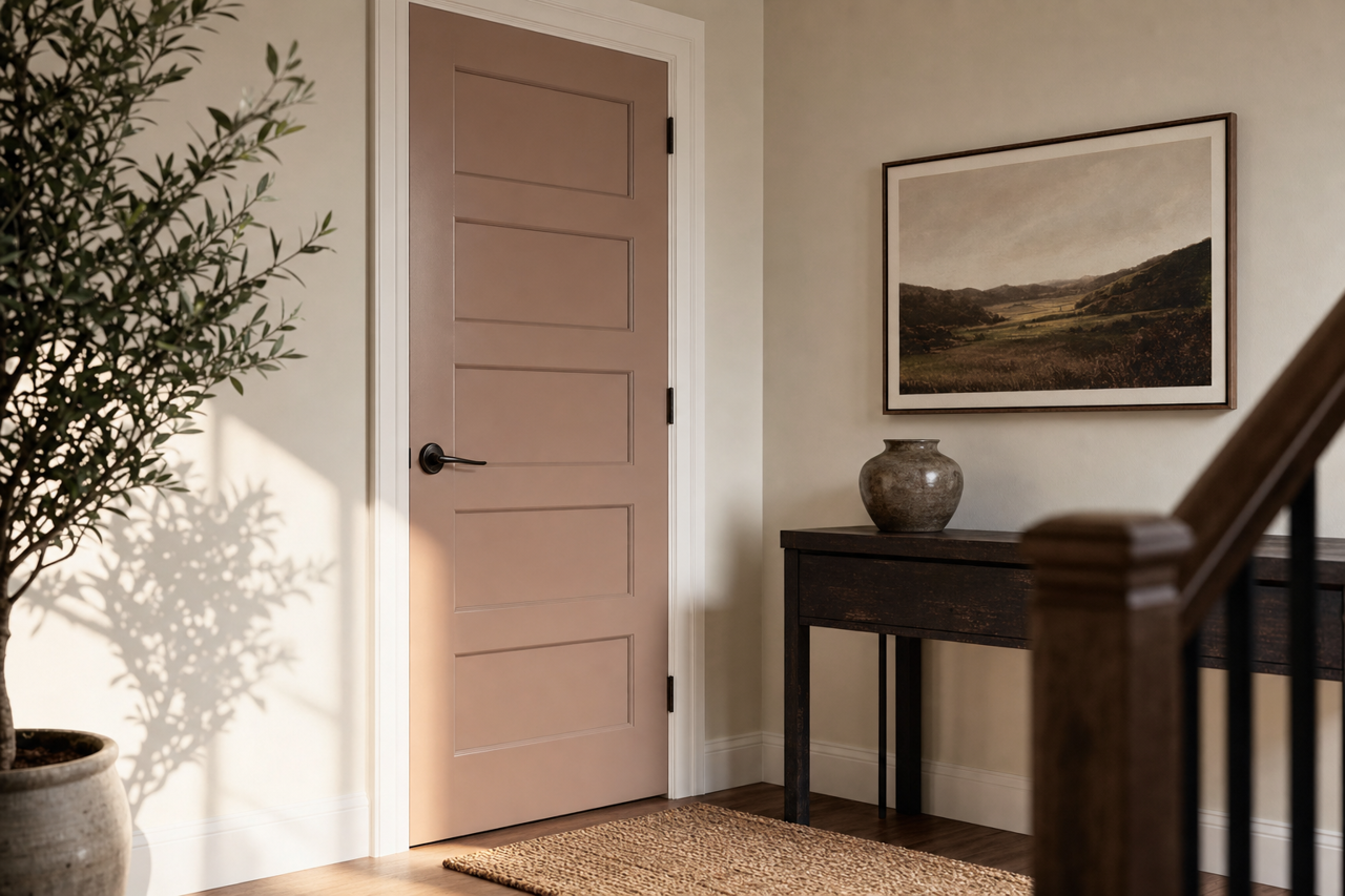 Dusted Truffle by Sherwin-Williams on interior-doors
