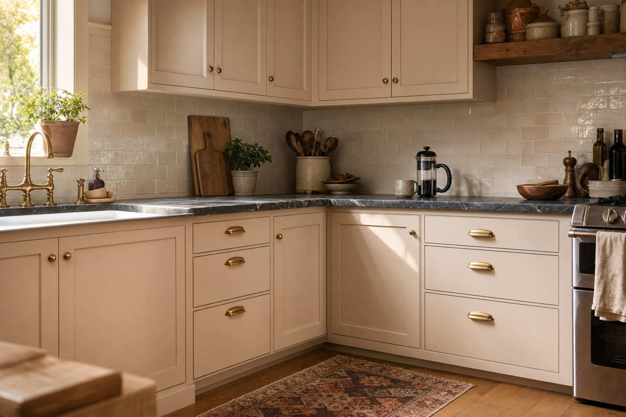 Touch of Sand by Sherwin-Williams on cabinets
