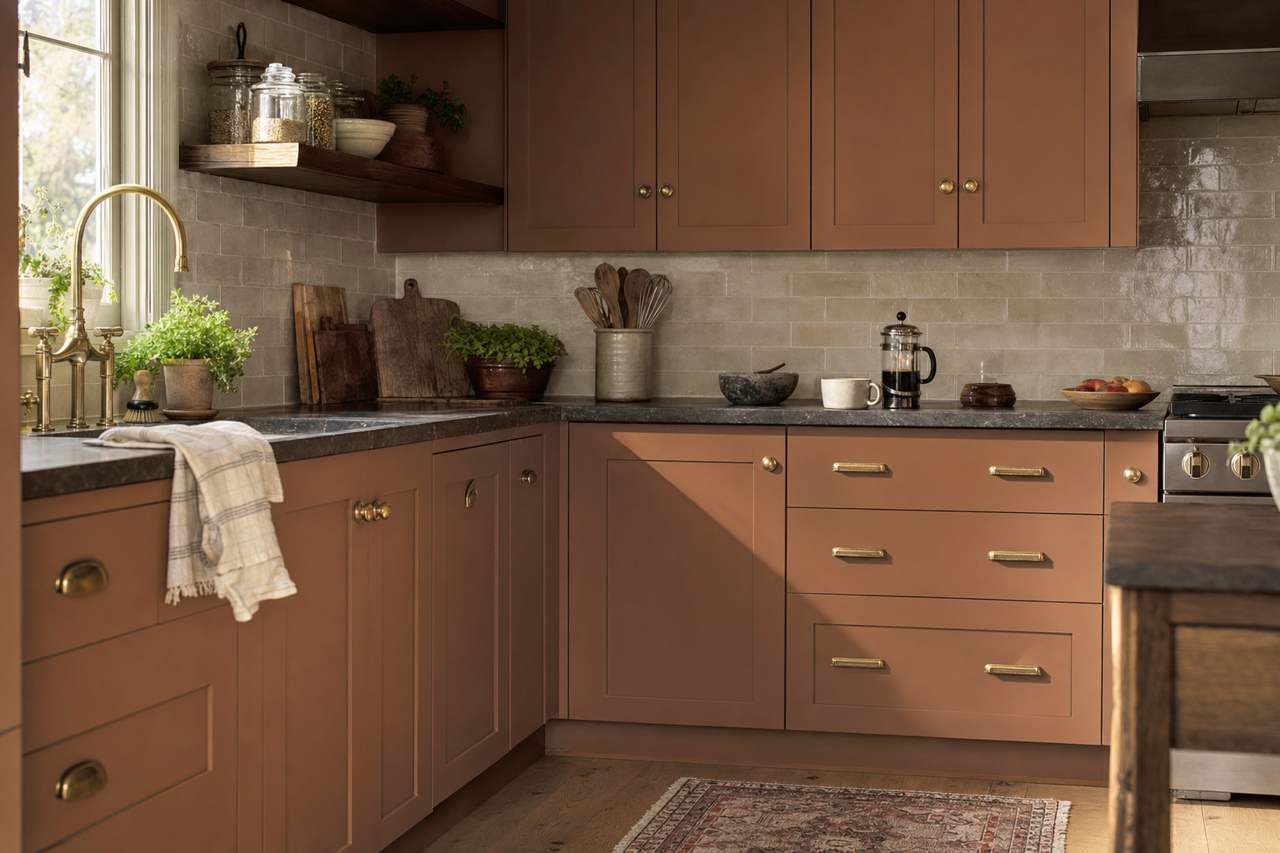 Caraïbe by Sherwin-Williams on cabinets