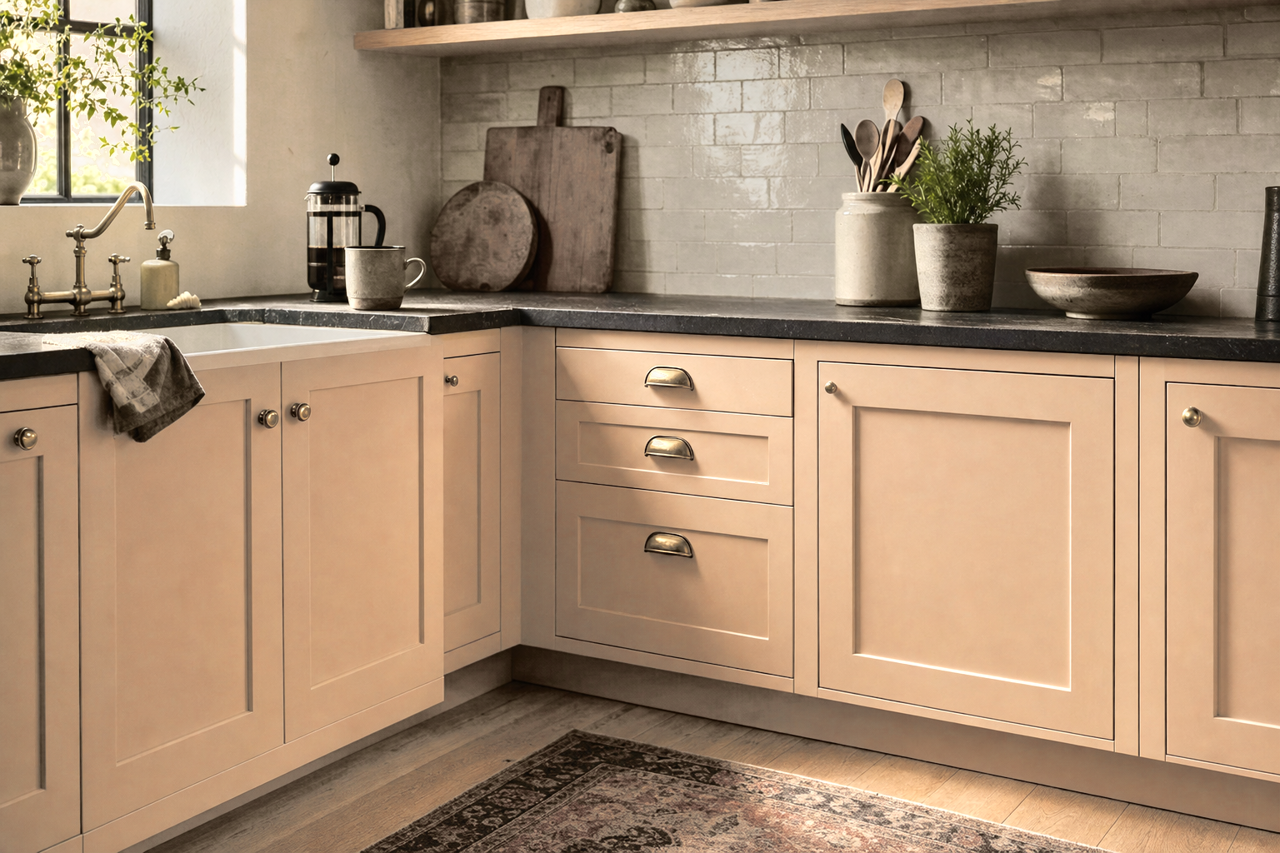 Ginger Root by Sherwin-Williams on cabinets