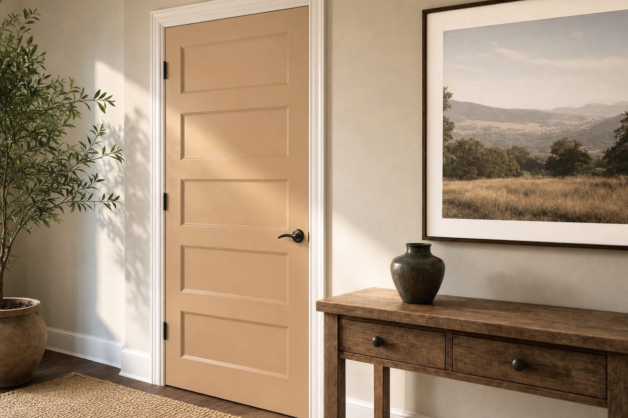 Soft Fawn by Sherwin-Williams on interior-doors