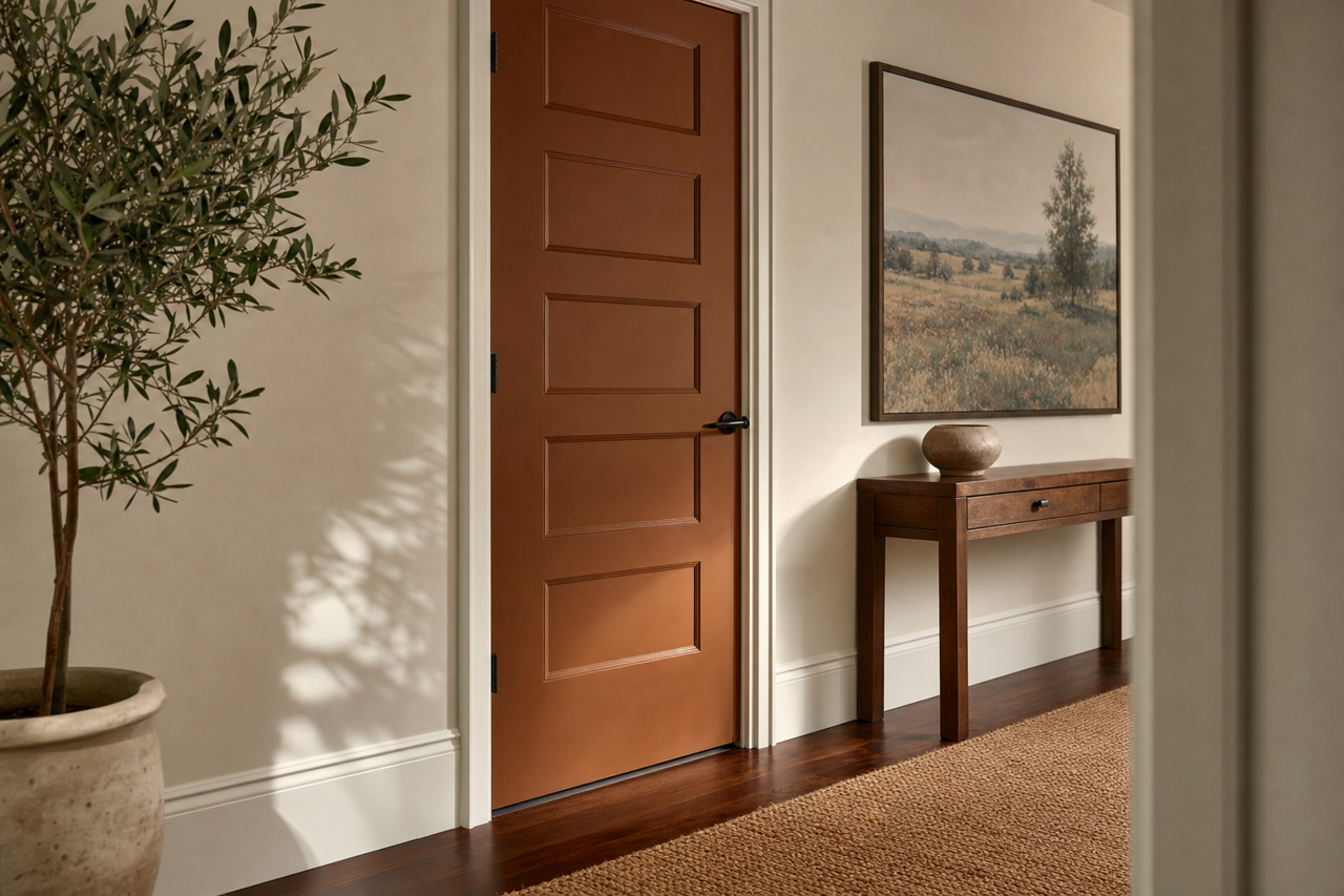 Umber Rust by Sherwin-Williams on interior-doors