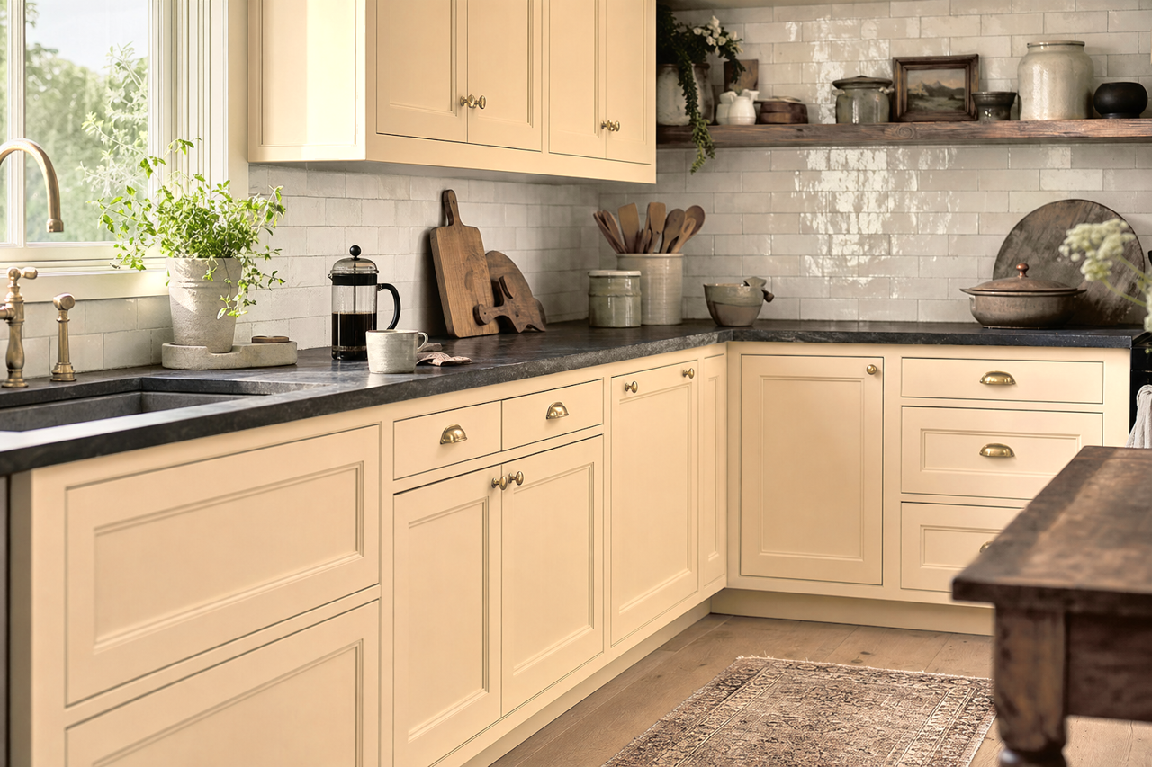 Tres Naturale by Sherwin-Williams on cabinets