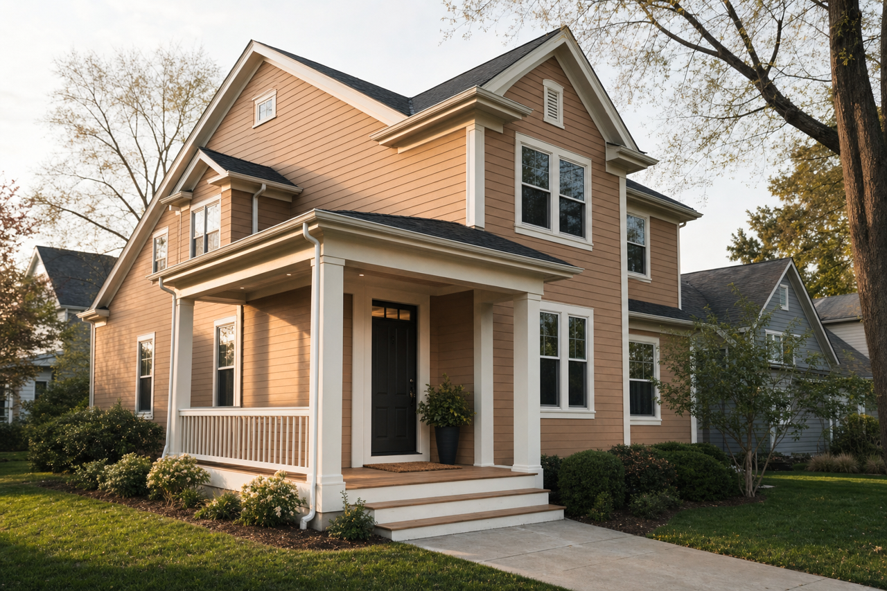 Almond Roca by Sherwin-Williams on exterior