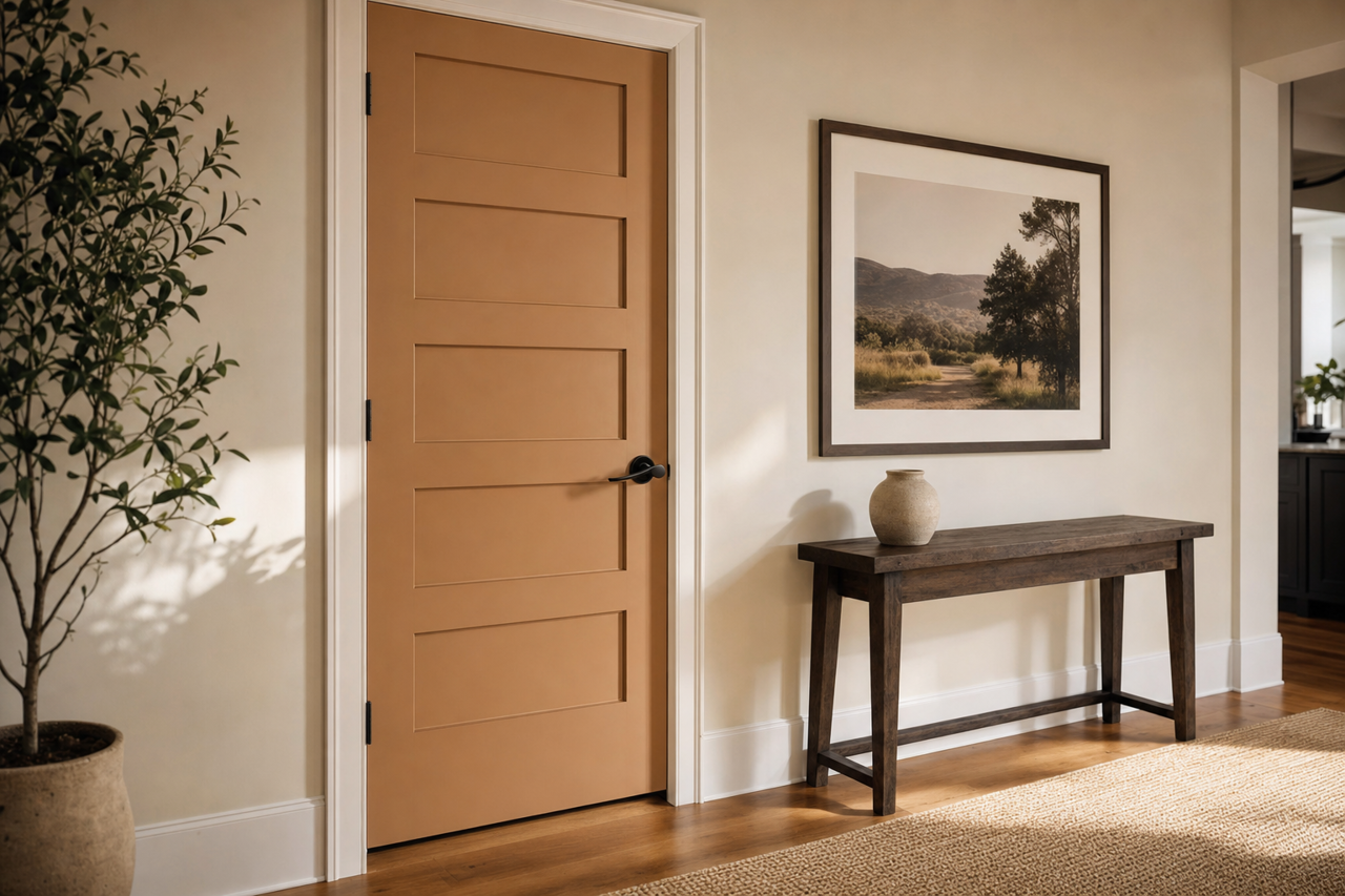 Almond Roca by Sherwin-Williams on interior-doors