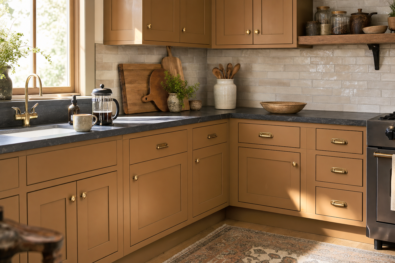El Caramelo by Sherwin-Williams on cabinets
