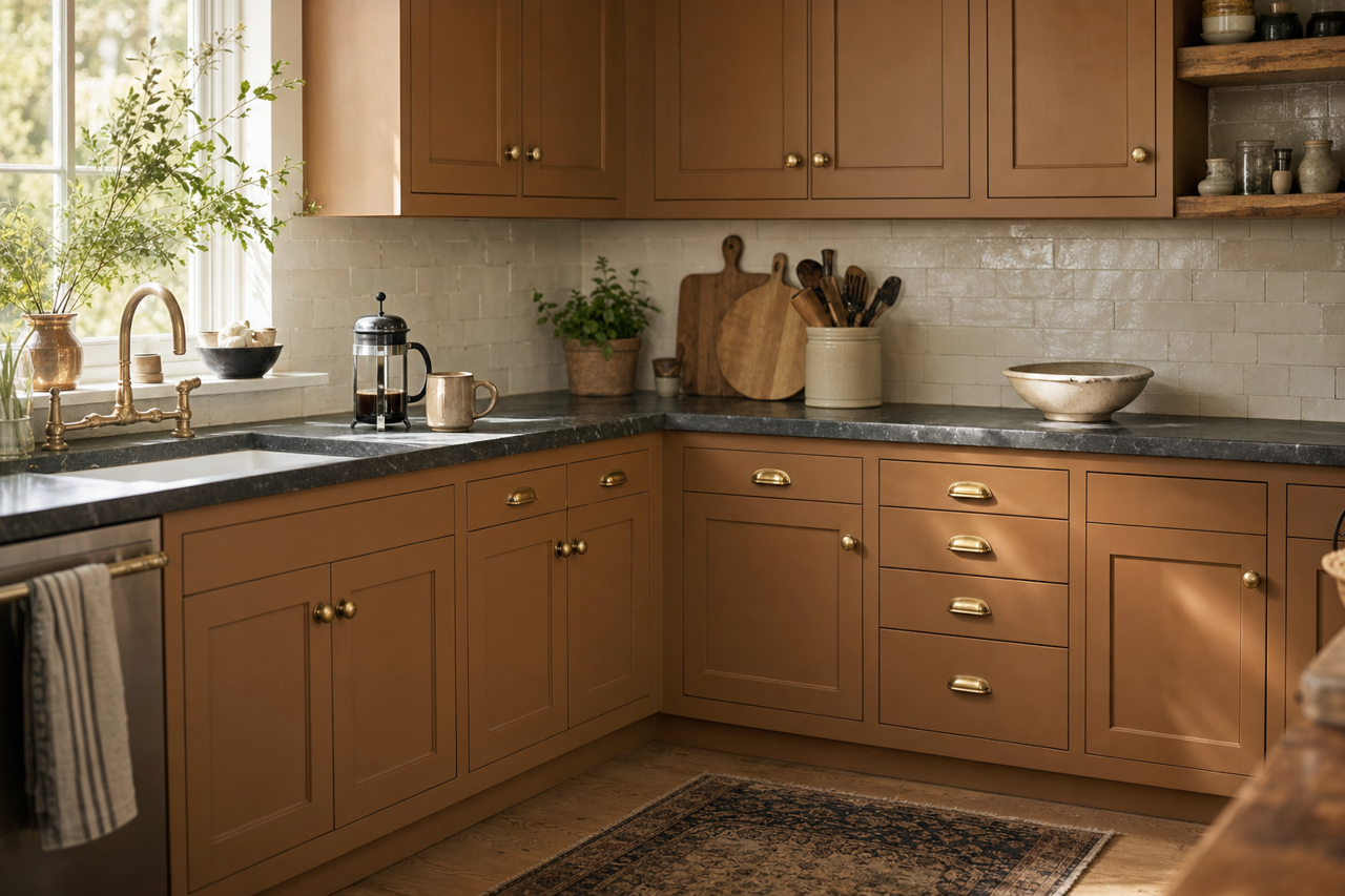 Über Umber by Sherwin-Williams on cabinets