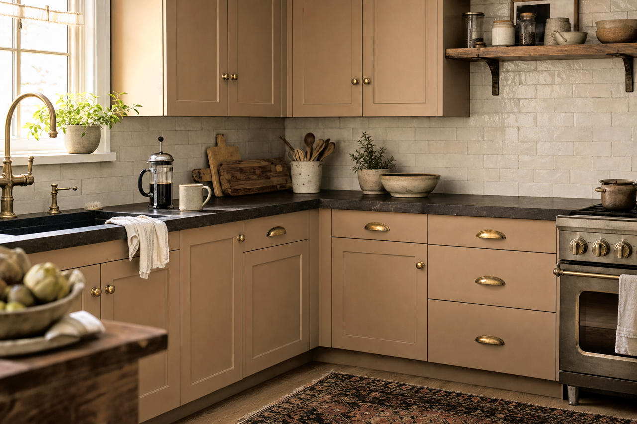Mudslide by Sherwin-Williams on cabinets