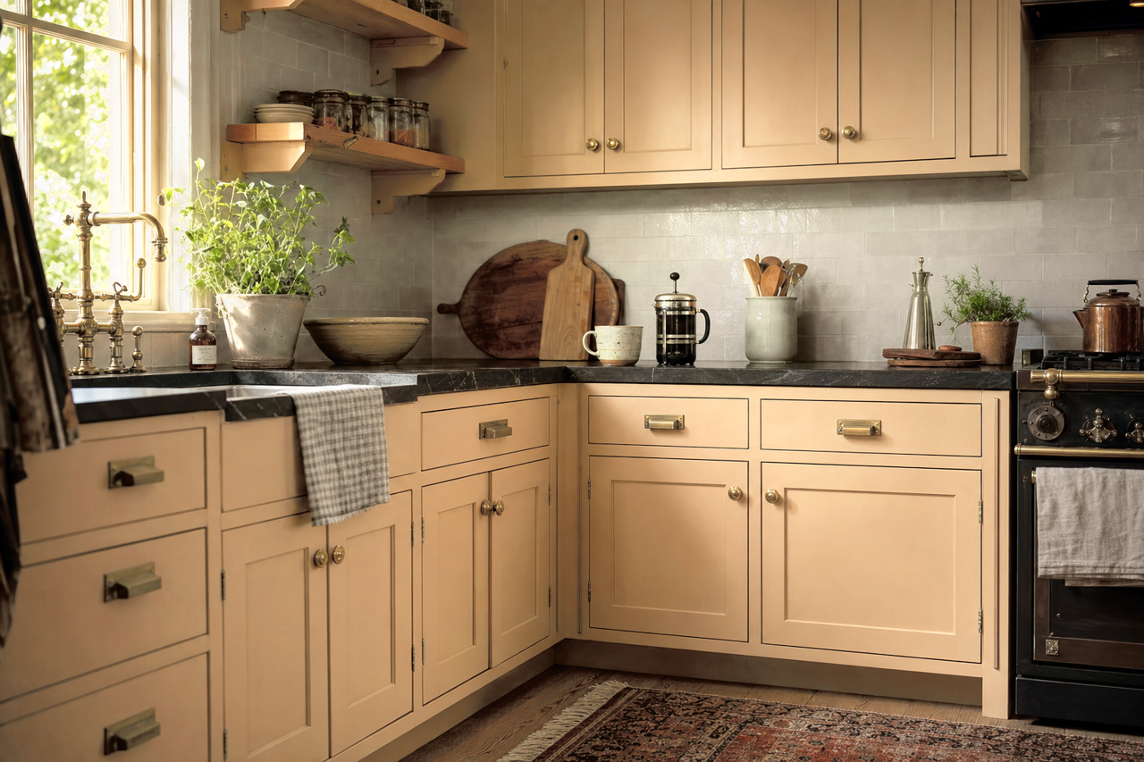 Sawgrass Basket by Sherwin-Williams on cabinets