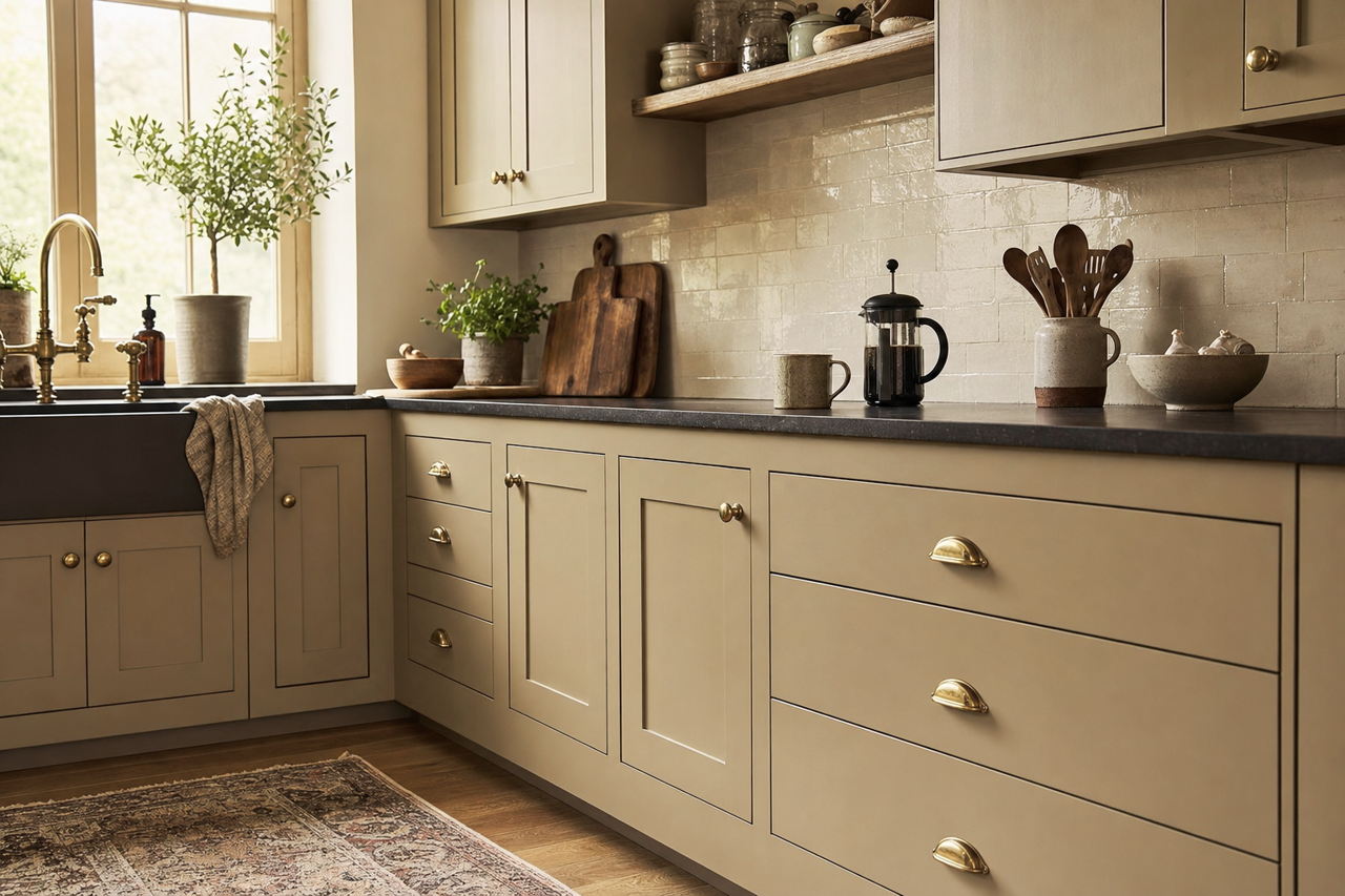 Barro Verde by Sherwin-Williams on cabinets