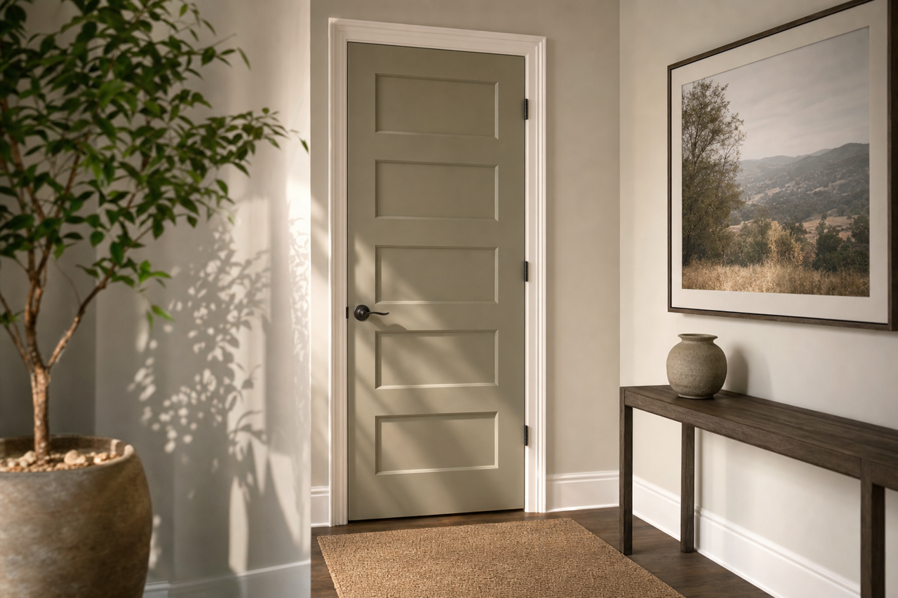 At Ease Soldier by Sherwin-Williams on interior-doors