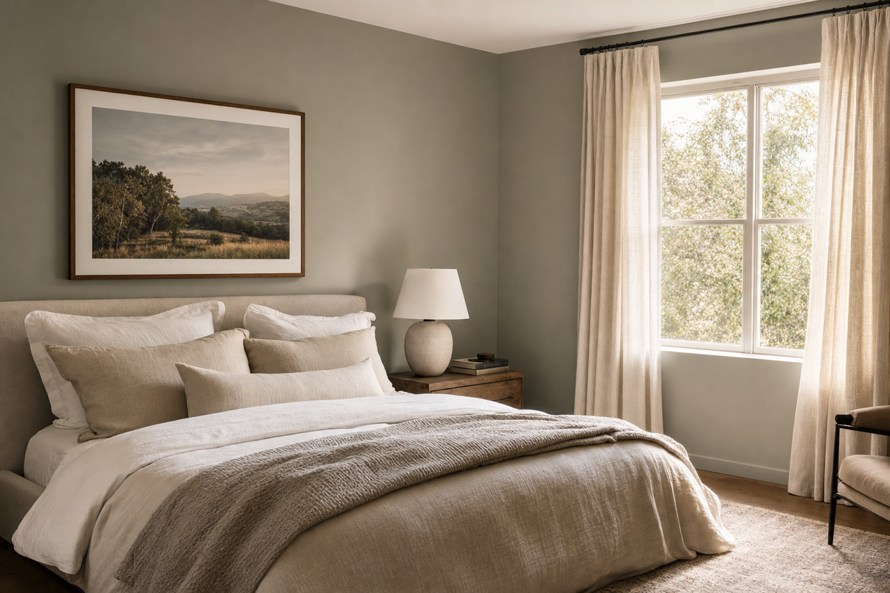 Evergreen Fog by Sherwin-Williams on interiors