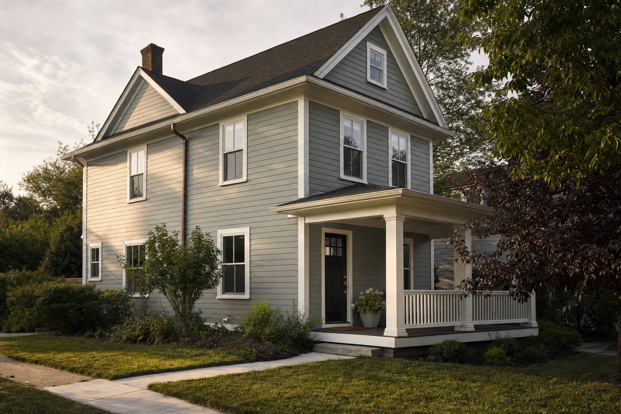 Acacia Haze by Sherwin-Williams on exterior