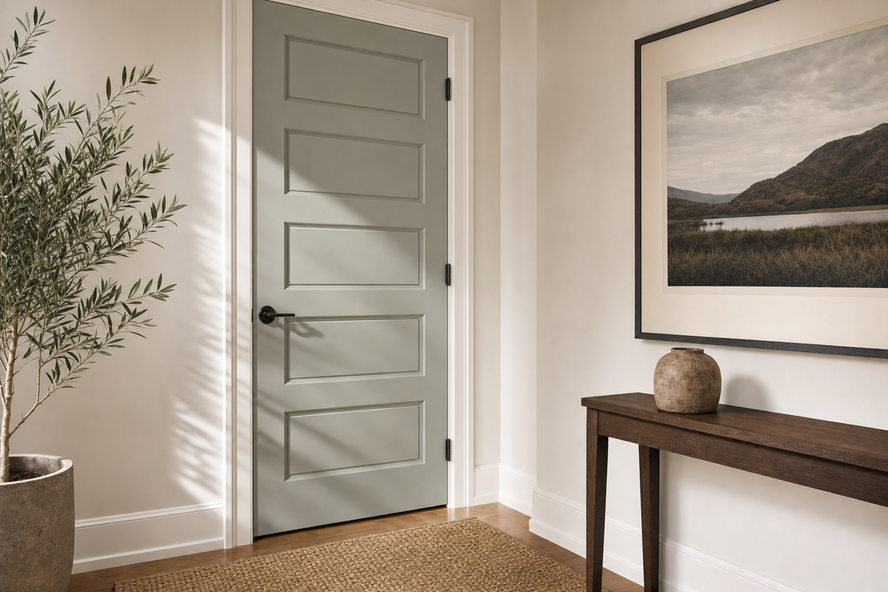 Acacia Haze by Sherwin-Williams on interior-doors