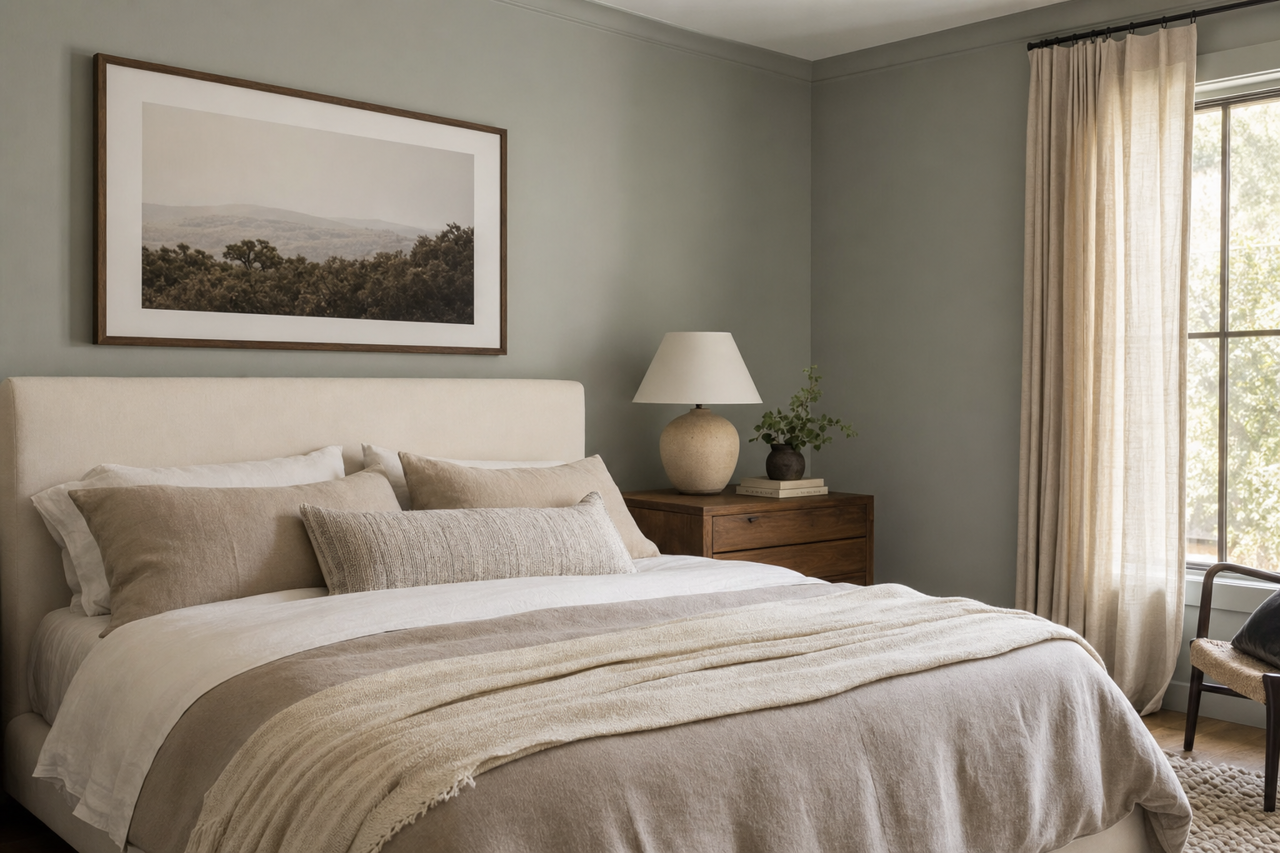 Acacia Haze by Sherwin-Williams on interiors